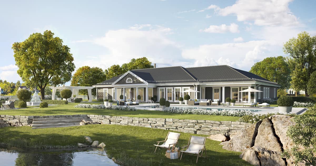 Vinkelhus i herskapelig drakt